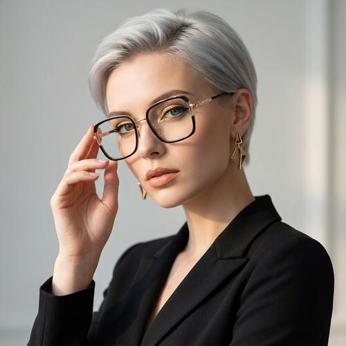 Edeline Gafas Cuadradas Negras