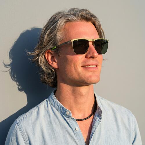 Beacher Green Aviator Sunglasses