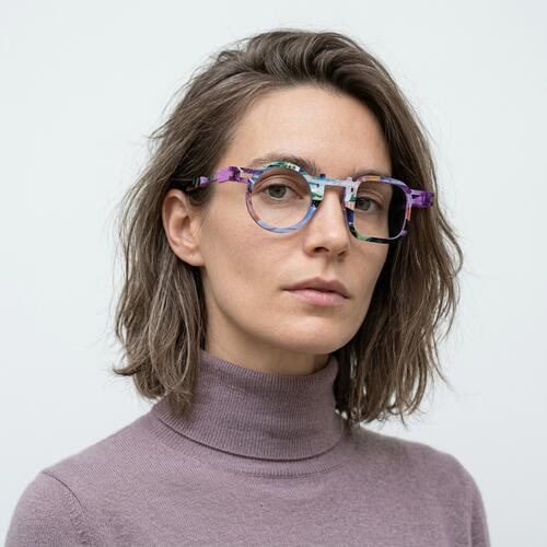 Catharin Gafas Cuadradas Redondas Moradas