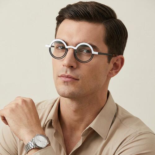 Charle White Round Glasses