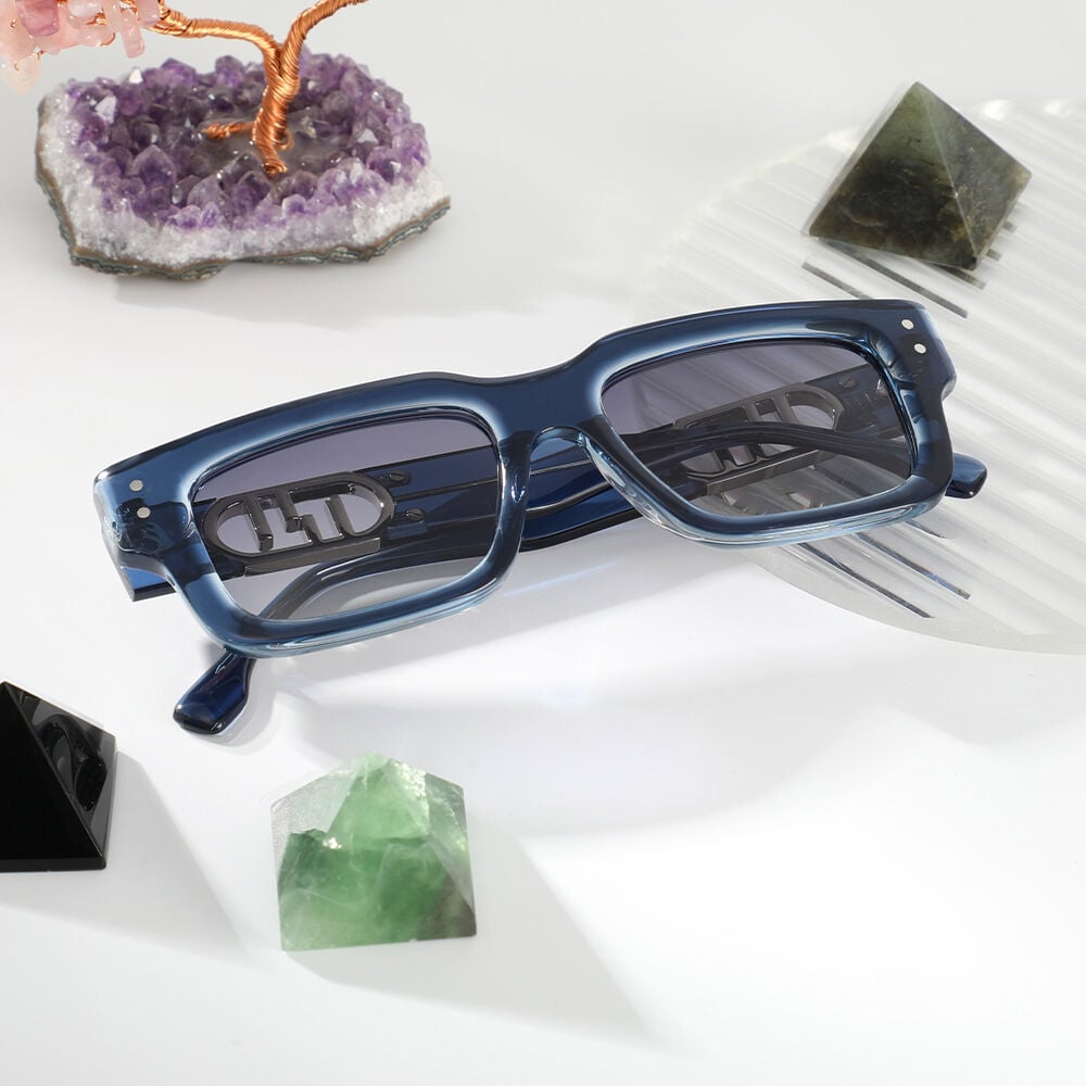 Fidelia Blaue Rechteckige Sonnenbrille