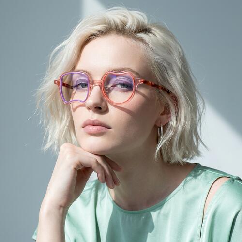 Garth Pink Square Round Glasses