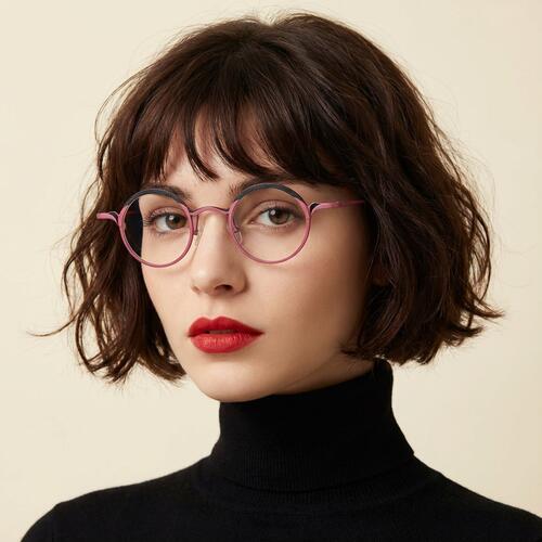 Rosa Gafas Redondas Rosas