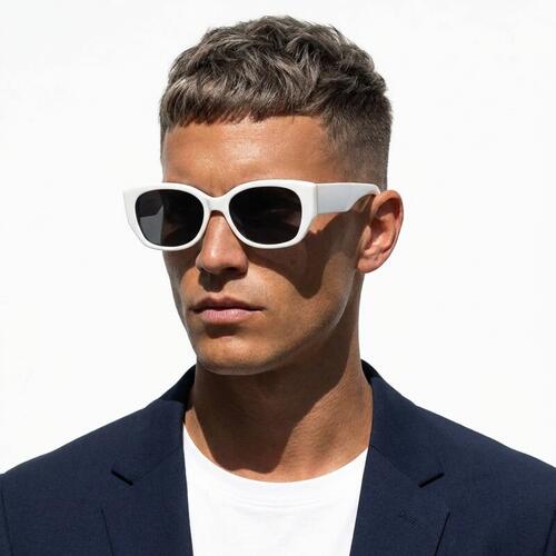 Evelyn White Square Sunglasses
