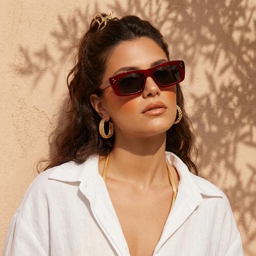 Albert Red Rectangle Sunglasses