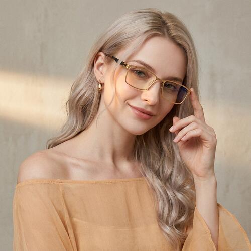 Isabel Goldene Rechteckige Brille