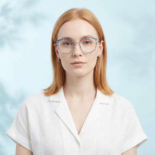 Pamela Blue Round Glasses