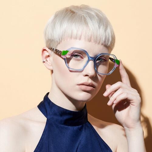 Hadden Blue Geometric Glasses