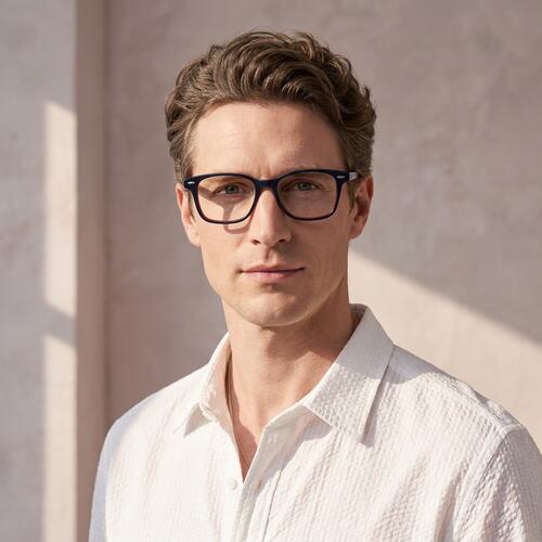 Hughes Black Rectangle Glasses