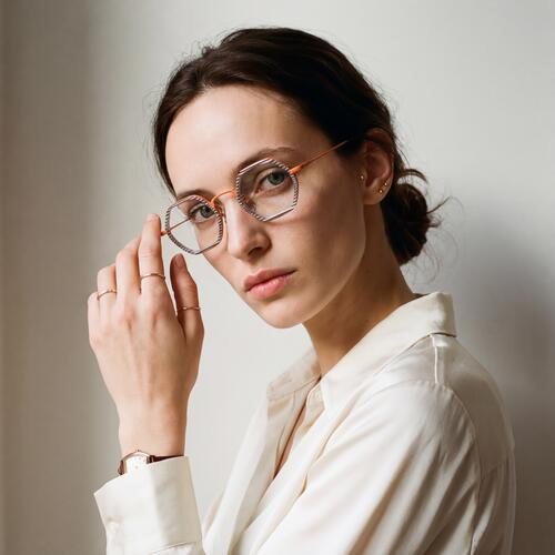Kelsen Orange Geometric Glasses