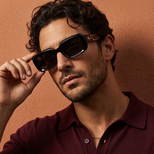 Hall Black Rectangle Sunglasses