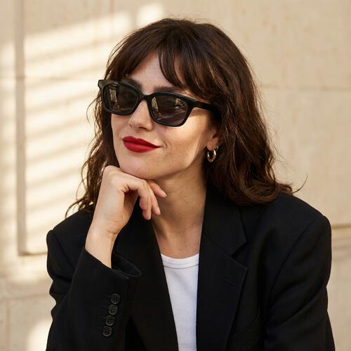 Nora Black Rectangle Sunglasses