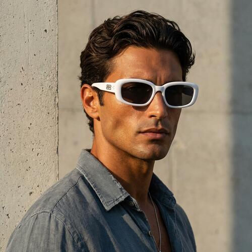 James White Rectangle Sunglasses
