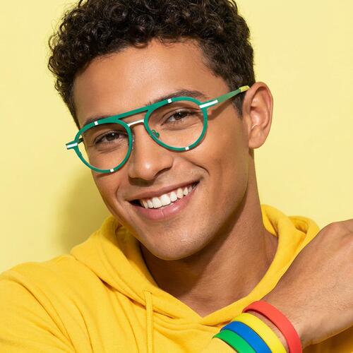 Finn Green Aviator Glasses