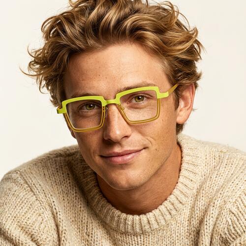 Taylor Yellow Rectangle Glasses