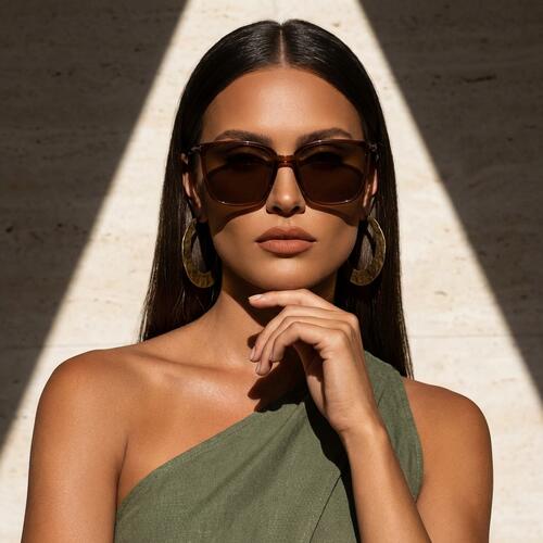 Leo Brown Square Sunglasses