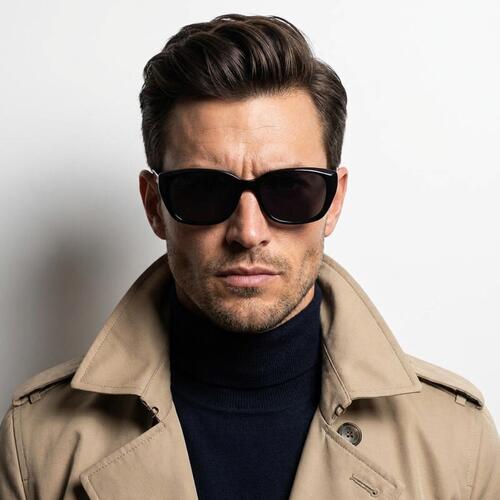 George Schwarze Rechteckige Sonnenbrille