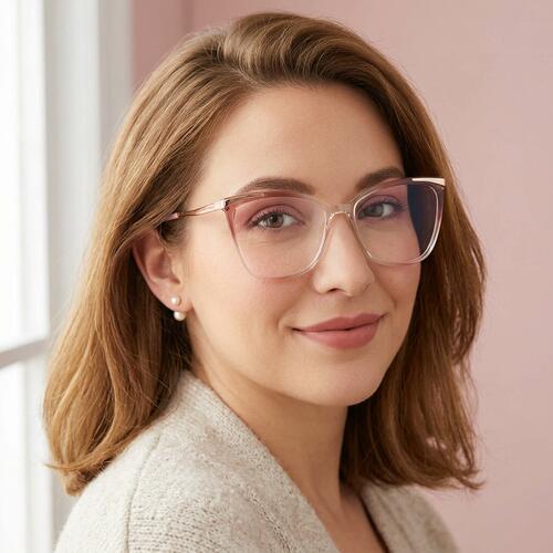 Beaufore Champagnerfarbene Cat Eye Brille