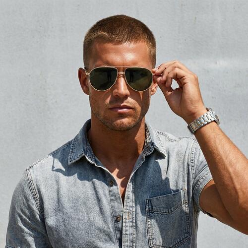 Vargas Green Aviator Sunglasses