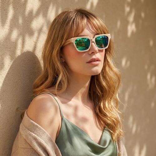 Hedda Gafas de sol Cuadradas Beige