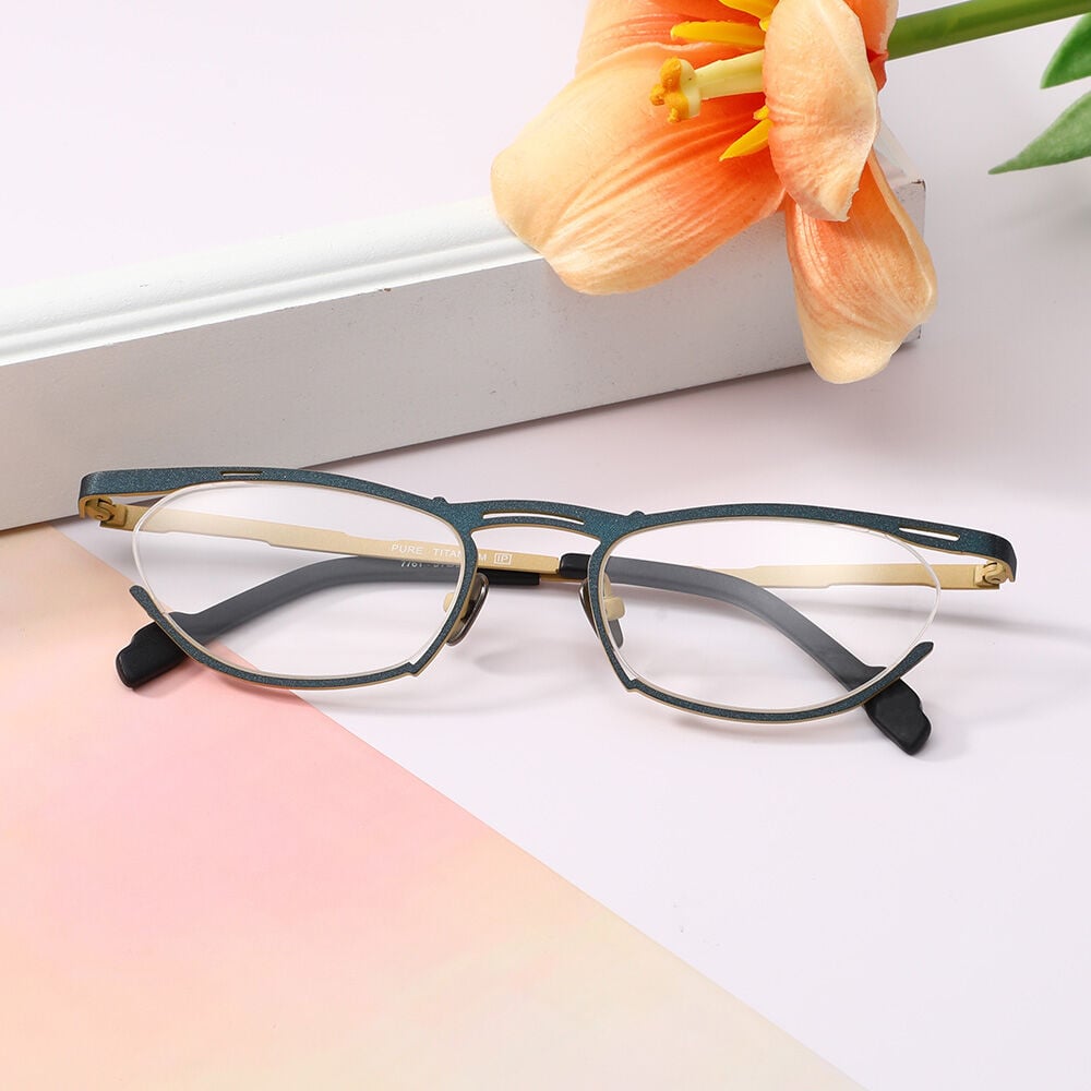 Jacoee オーバル メガネ ブラック