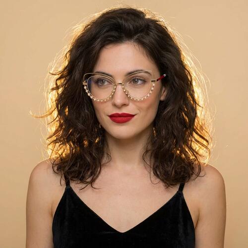 Belle Goldene Cat Eye Brille