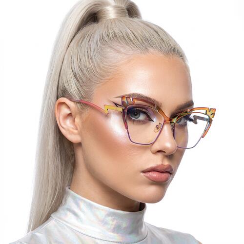 Peacock Yellow Cat Eye Glasses