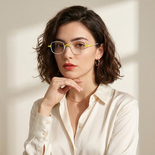 Octave White Square Glasses