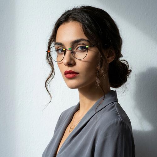 Fiery Black Round Glasses