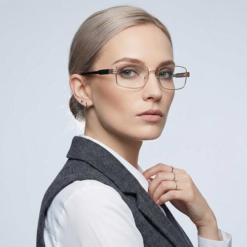 Clara Goldene Rechteckige Brille