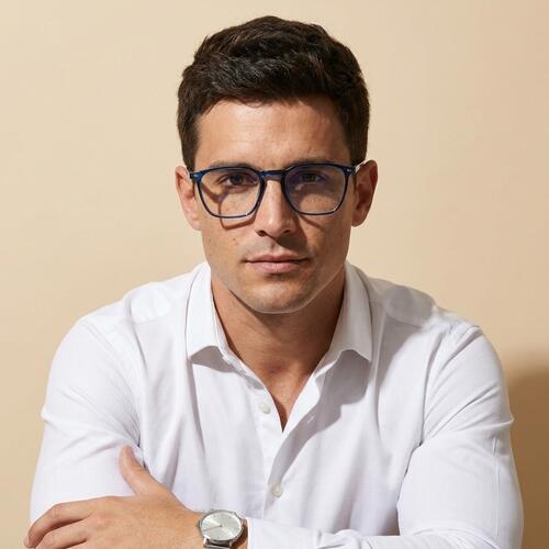 Samantha Blaue Quadratische Brille