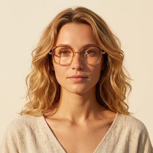 Wells Brown Square Glasses