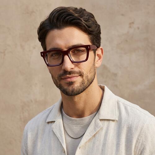 Praised Rote Quadratische Brille
