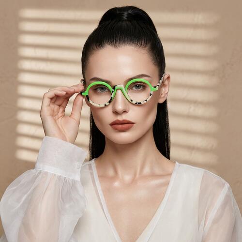 Olivia Green Round Glasses
