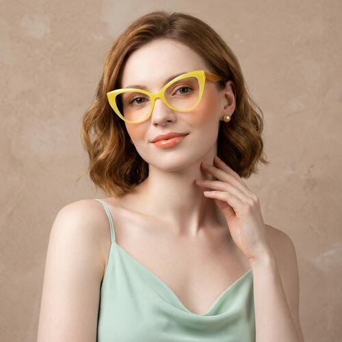 Kathleen Yellow Cat Eye Glasses