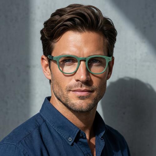 Bella Green Square Glasses