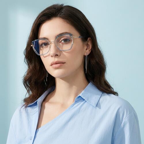 Beatrix Blaue Quadratische Brille