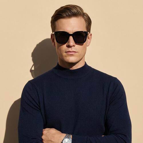 Penelope Black Square Sunglasses