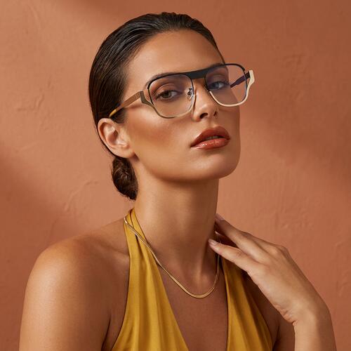 Hattie Black Aviator Glasses