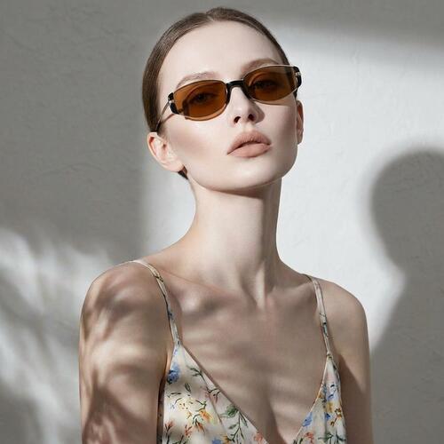 Aria Black Oval Sunglasses