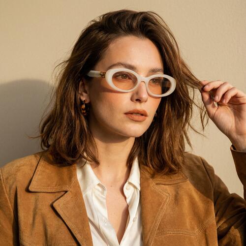 Hannah Lunettes de soleil Ovales Blanches