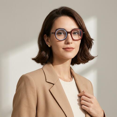 Lilli Brown Square Round Glasses