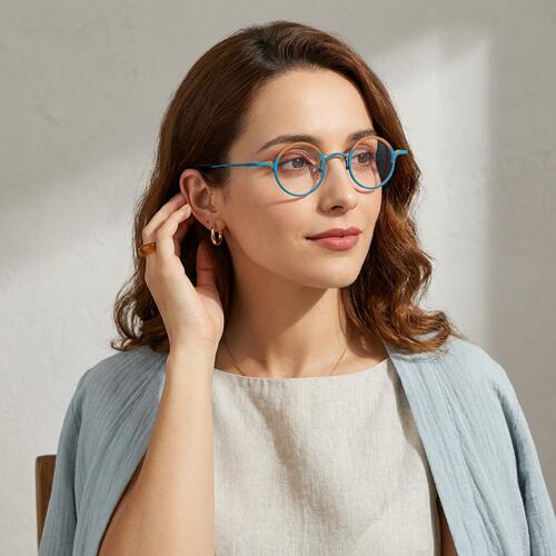 Rosa Blue Round Glasses