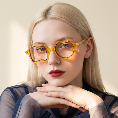 Garth Yellow Square Round Glasses