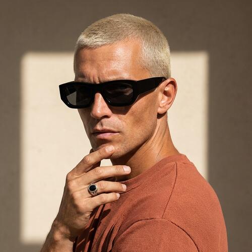 Elijah Schwarze Rechteckige Sonnenbrille
