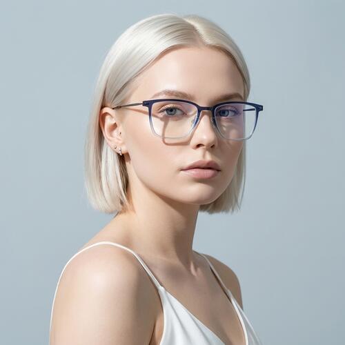 Quinn Blaue Quadratische Brille