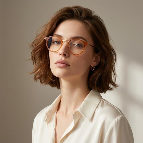Clementine Orange Round Glasses