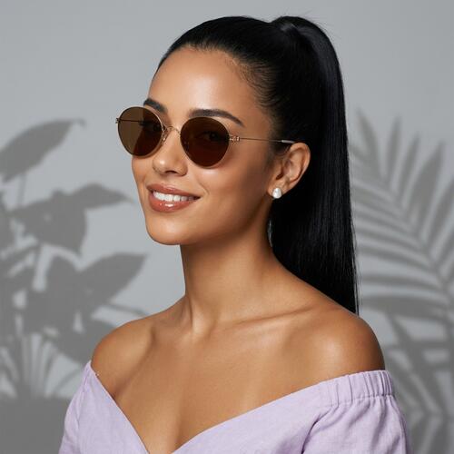 Clara Gold Round Sunglasses