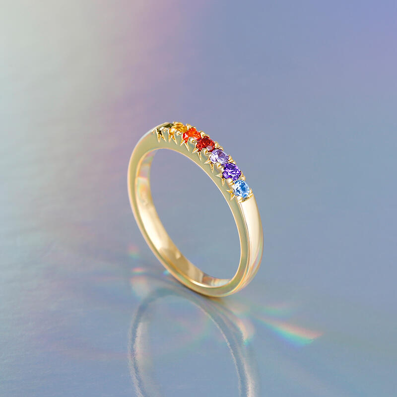 Jeulia Multi-Stone Rainbow Sterling Silver Ring