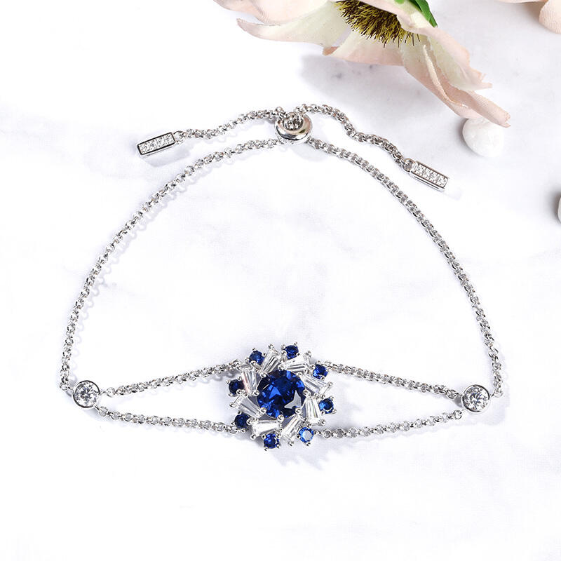 Jeulia Halo Round Cut Sterling Silver Bracelet